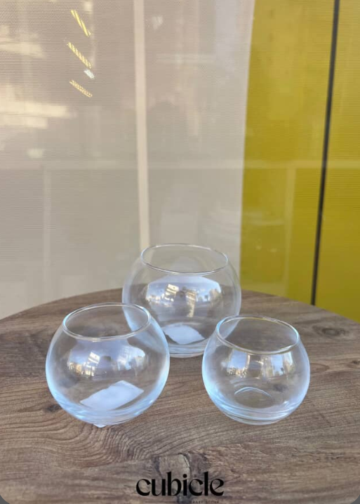 Clear round glass bowls in three sizes - Cubicle LB
