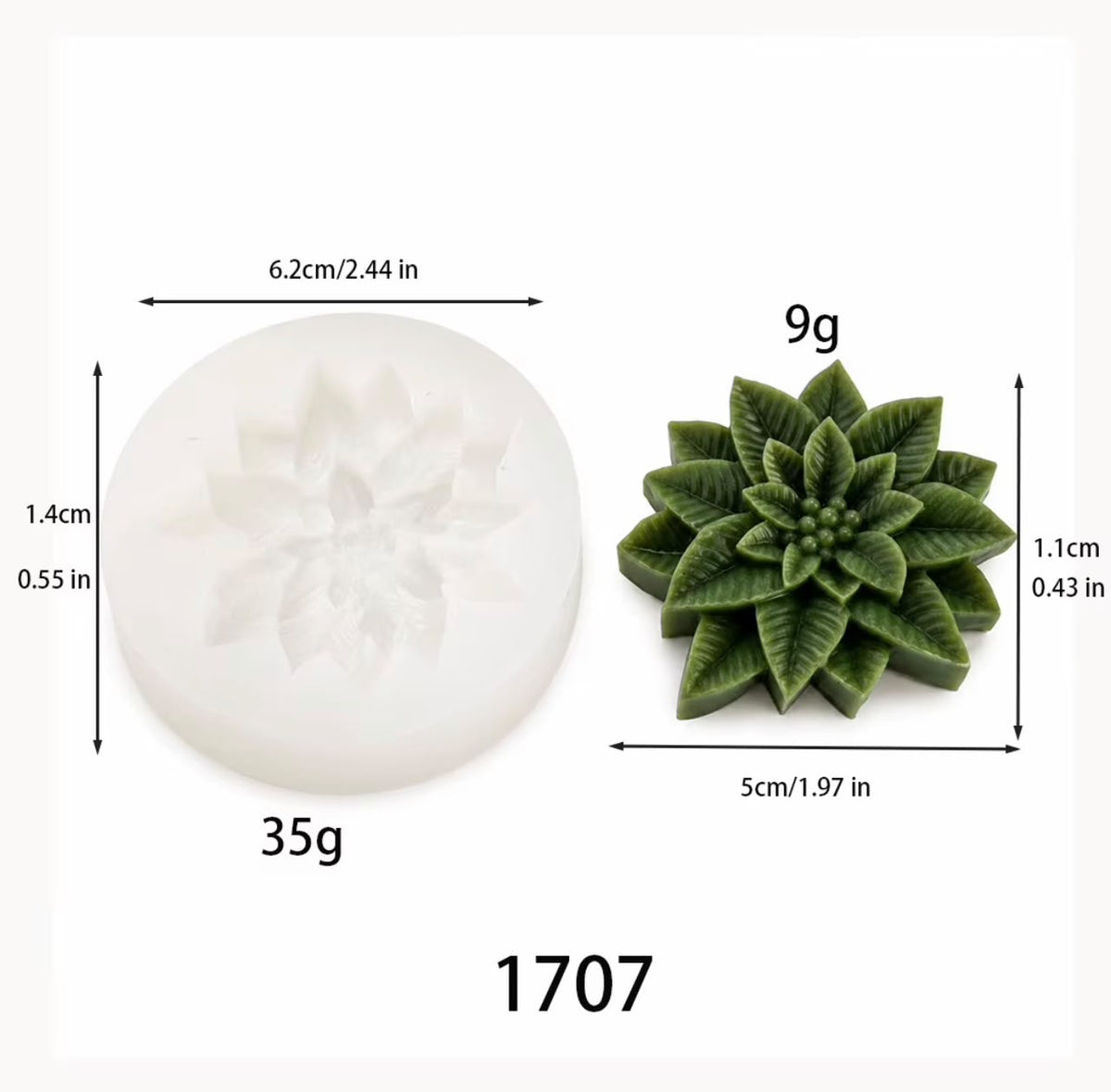 Christmas flower silicone mold, poinsettia design - Cubicle LB