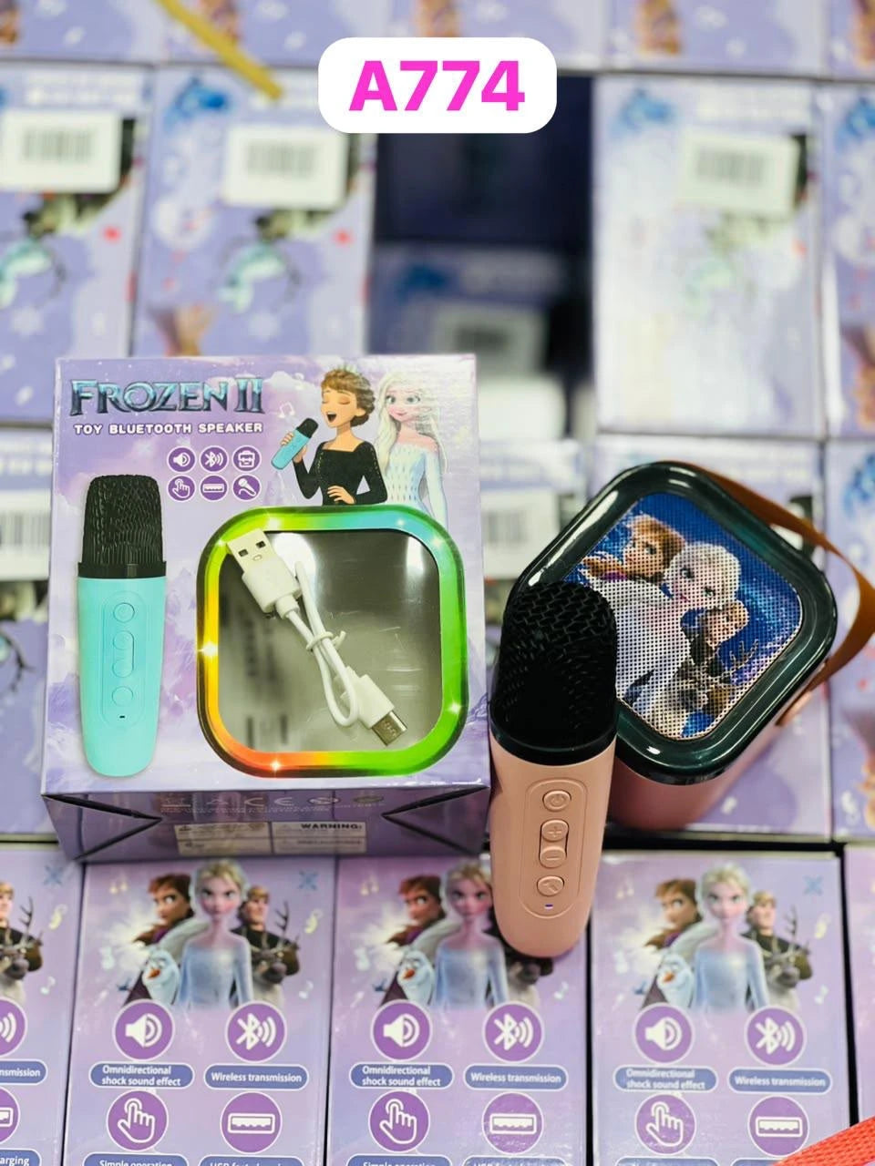 Kids karaoke mic speaker with LED lights in Frozen design - Cubicle LB