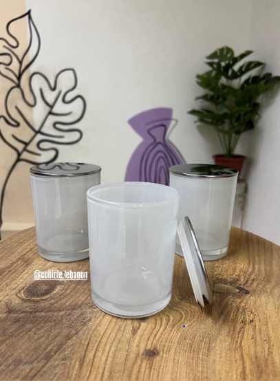 Milky Glass Jar & Metallic Lid