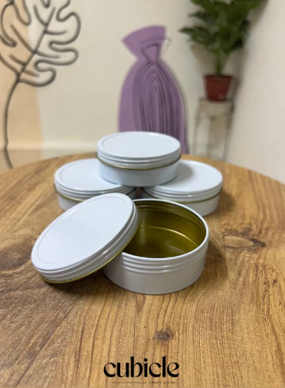 White tin boxes