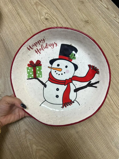 Snowman Ceramic Christmas Plate 2 Cubicle lb
