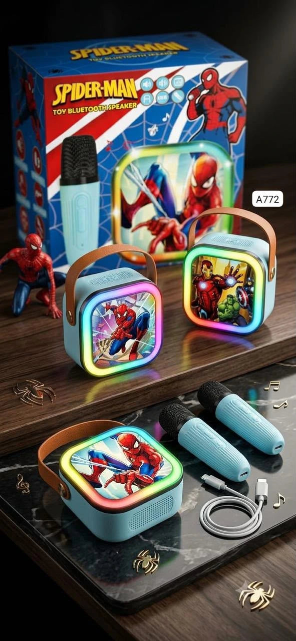 Kids karaoke mic speaker with LED lights in Frozen and Spider-Man design - Cubicle LB