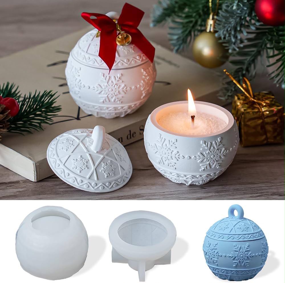 Snowflake pot silicone mold with matching lid - Cubicle LB