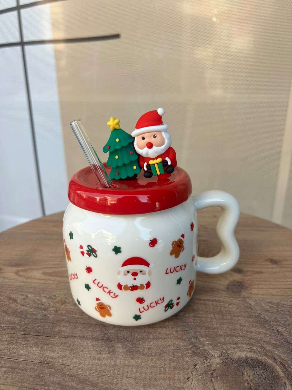 Christmas Mug with Santa Spoon Topper - Cubicle Home LB