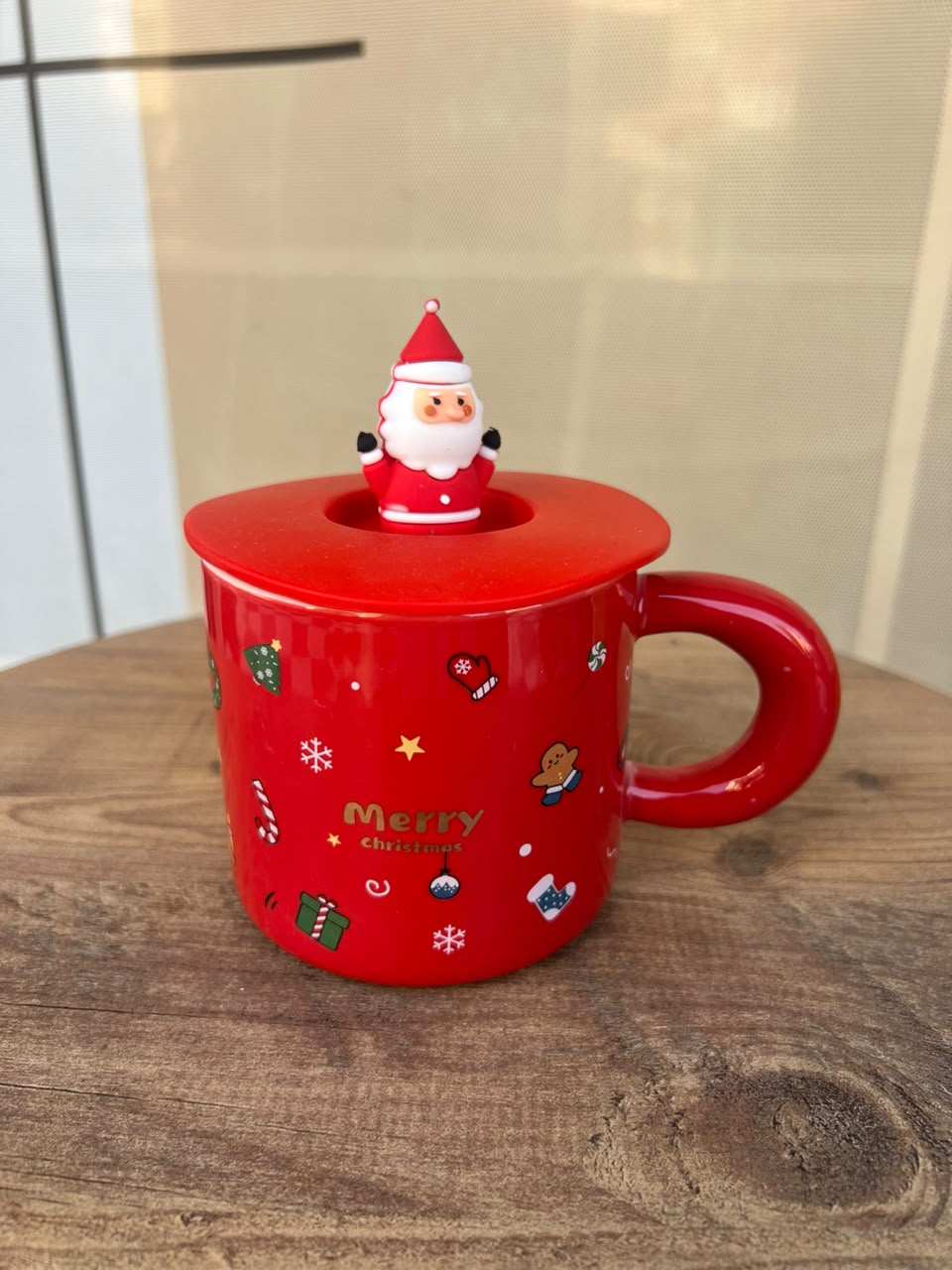 Red Christmas Mug with Santa Topper - Cubicle Home LB