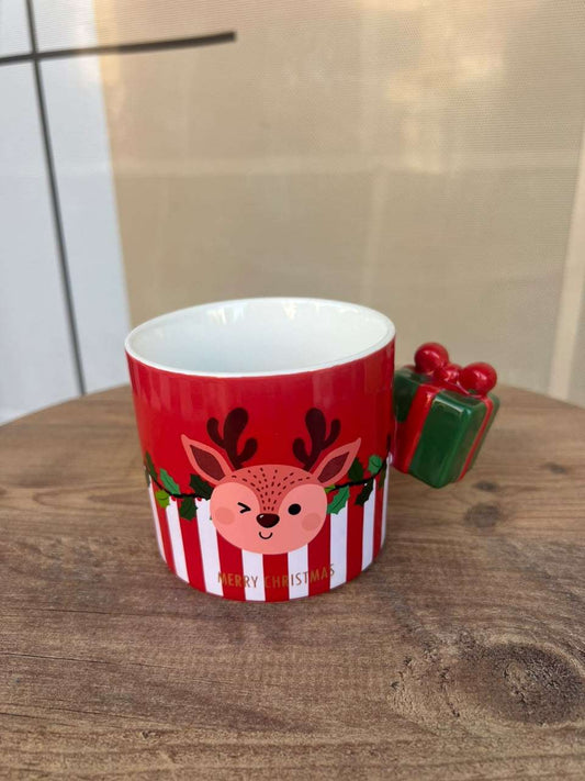 Red & White Reindeer Christmas Mug - Cubicle Home LB