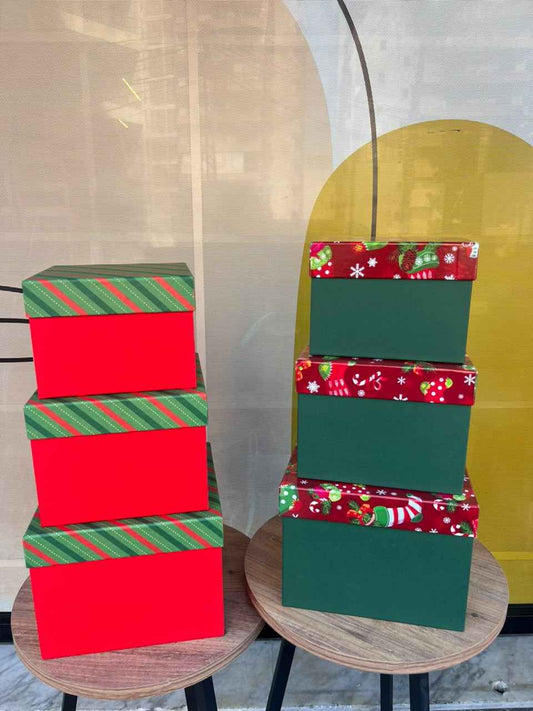 Striped Christmas Nesting Gift Round Box - Cubicle Home LB
