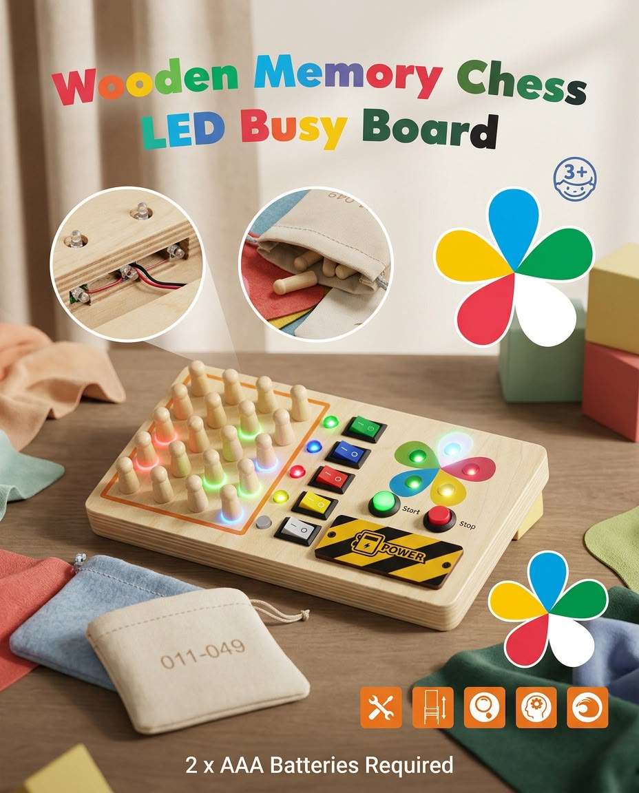 Wooden Memory Chess LED Busy Board - Cubicle Home LB