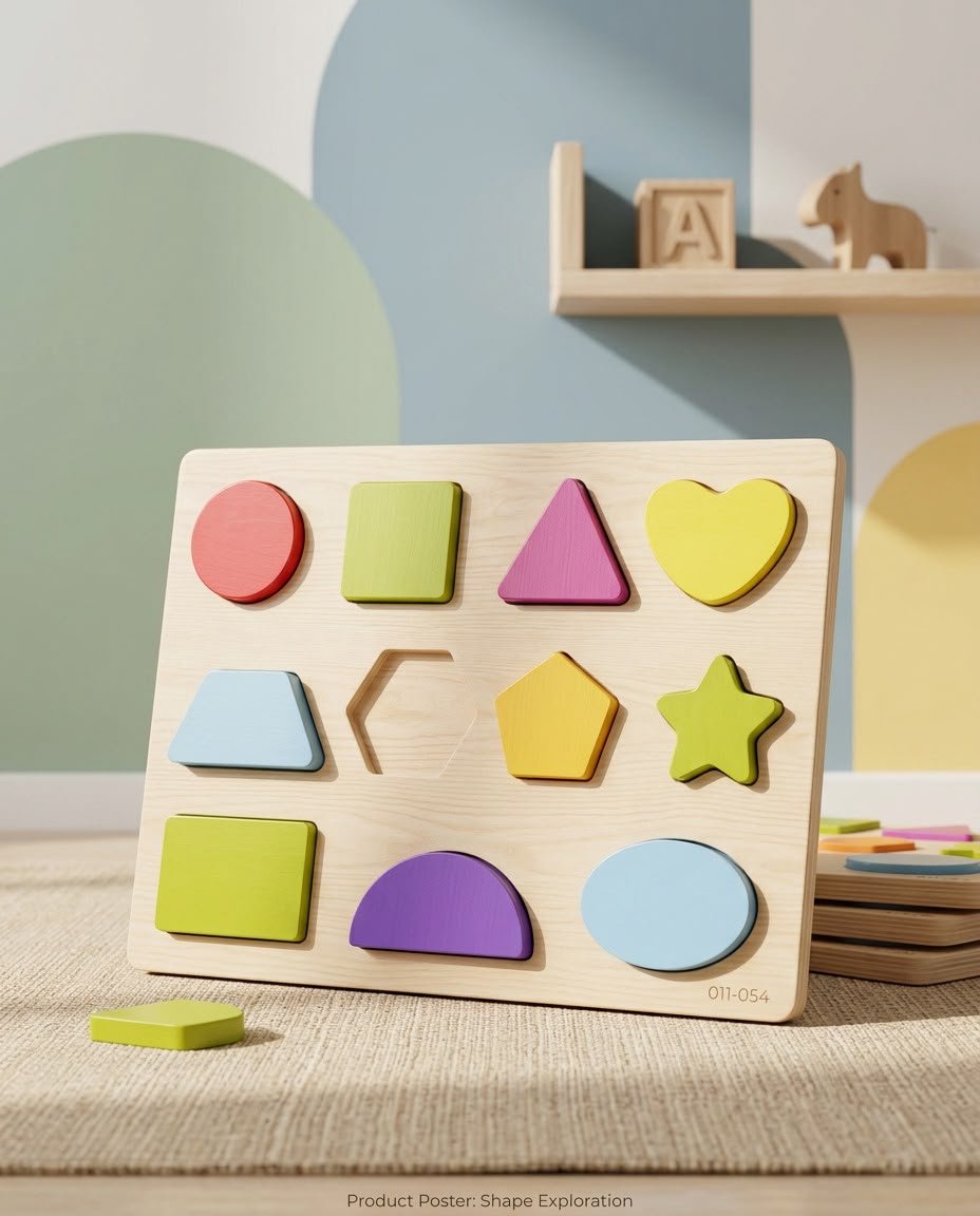 Wooden Shape Sorting Puzzle Board - Cubicle Home LB