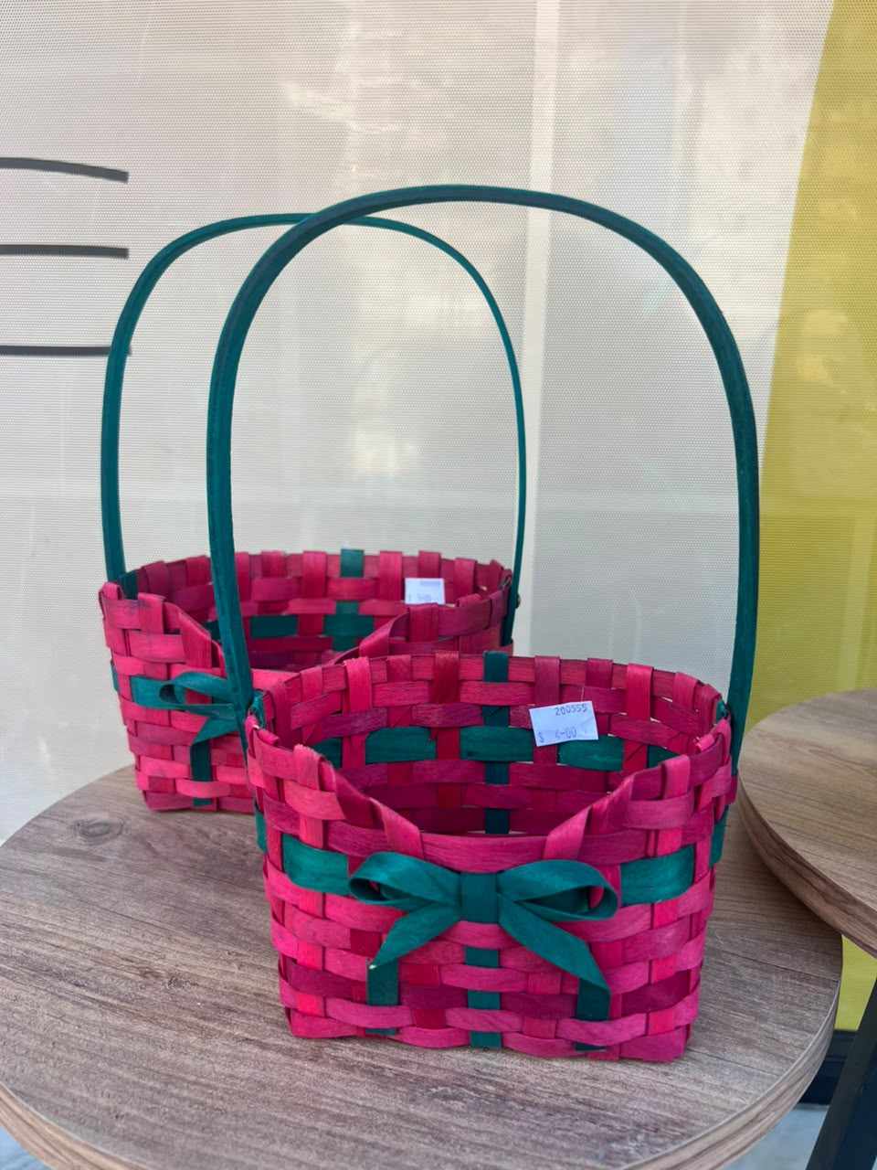 Woven Christmas Gift Basket - Pink & Teal - Cubicle Home LB